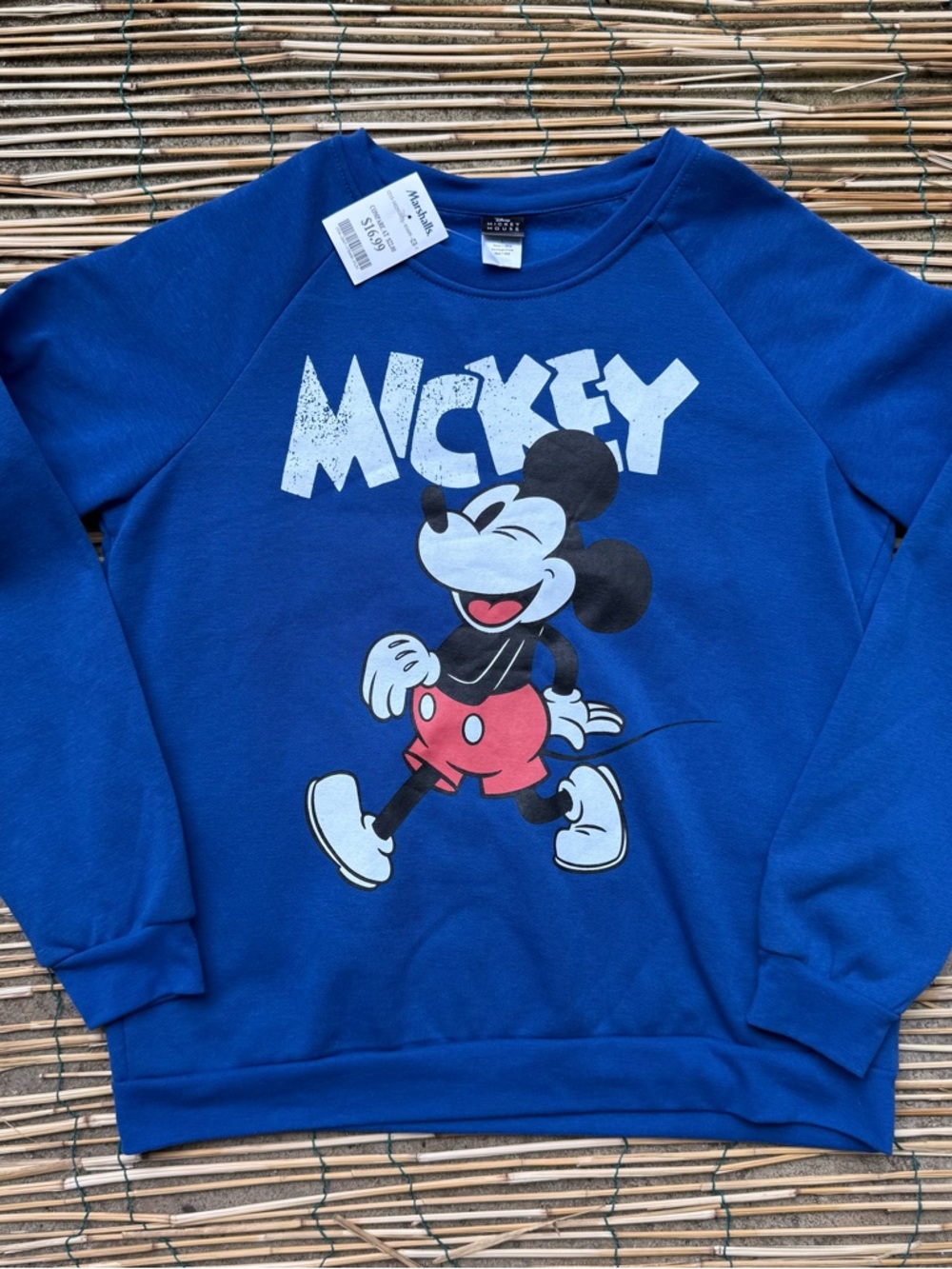 Disney Mickey Mouse Sweatshirt Blue Graphic Crewneck Size Large Marshalls‎ Tag